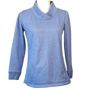 T BY TALBOTS SP Blue Heathered Fleece Mockneck Pullover‎ Outdoor Activewear